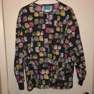 Owl print lab coat-worn once